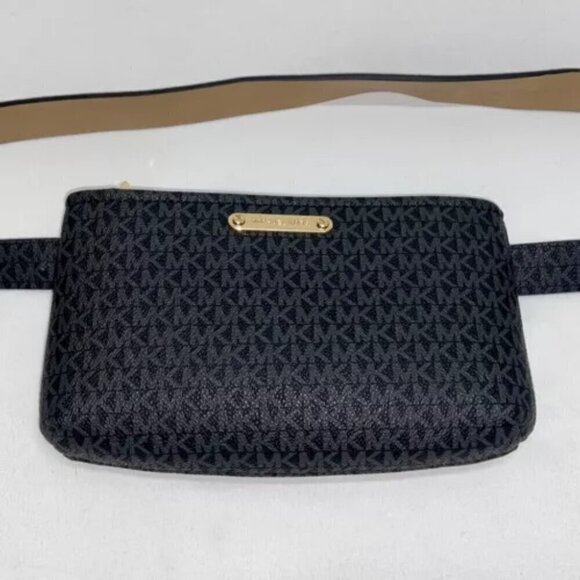 Michael Kors Belt Bag Black & Dark Gray Logo Fanny Pack L/XL NWT - Picture 2 of 13